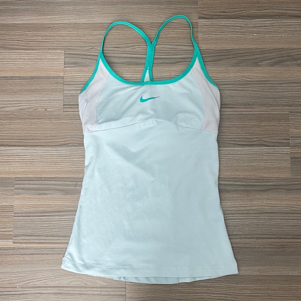 Nike light green and gray tank top with built in bra workout top like new